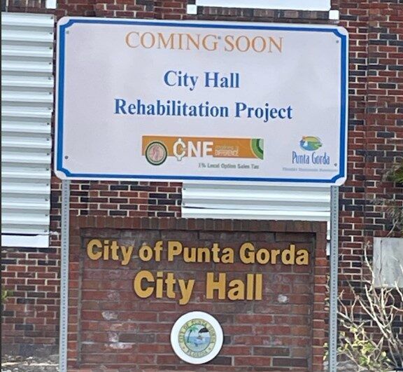 Bayfront story City Hall sign